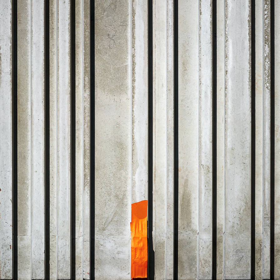 Concrete Barcode With Orange Tape by Pierre-Lagarde