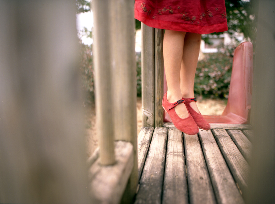 playground and red shoes