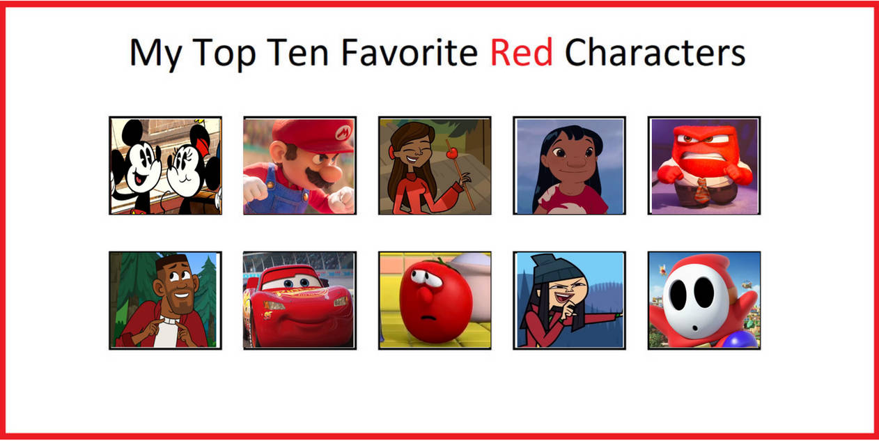My Top 10 Favorite Red Characters by CTC716 on DeviantArt