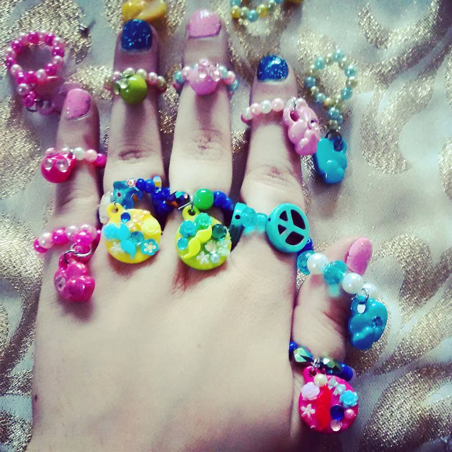 Colorful Beaded Rings by Stardom7 on DeviantArt