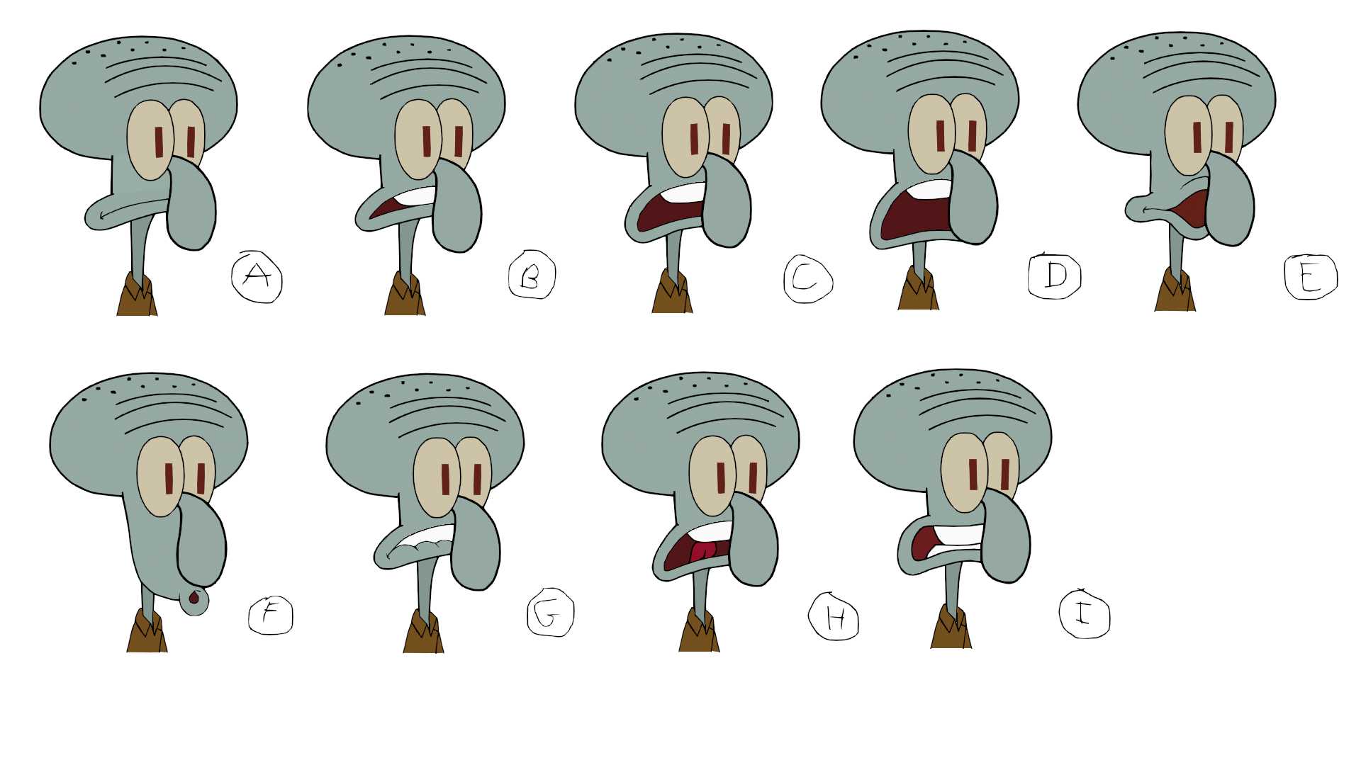 Squidward mouth expressions COMPLETE by tailsluver29 on DeviantArt