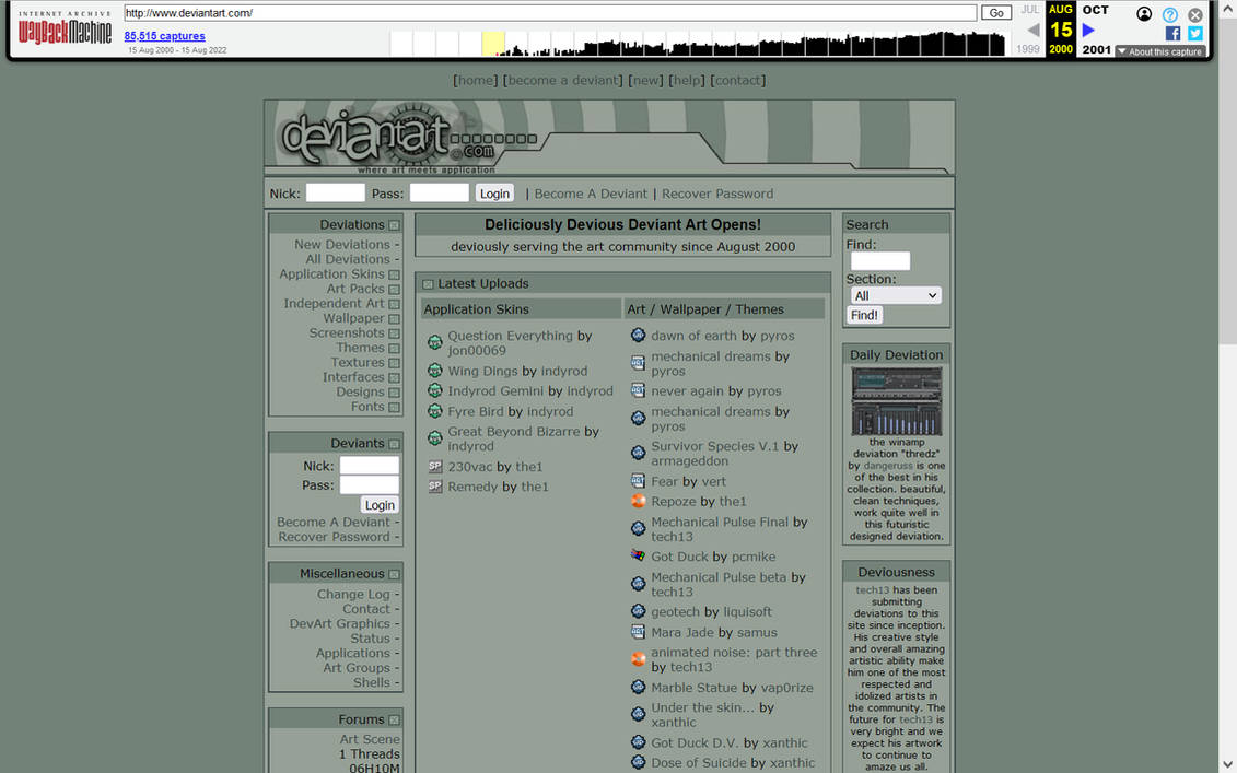 DeviantArt's First Day in 2000! by tailsluver29 on DeviantArt