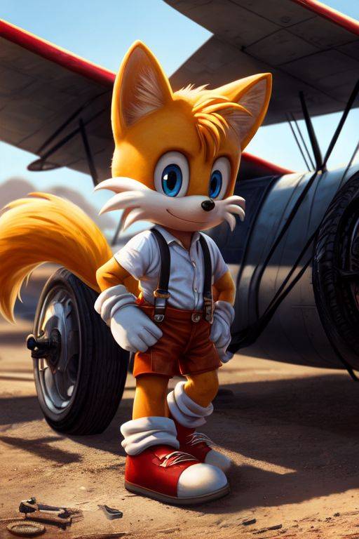 Tails Work Machine AI ART: AI Mechanic tails fixing AI biplanes! #1 by tailsluver29 on ...