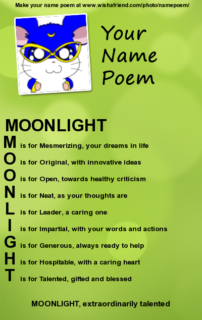 Moonlight Name Poem