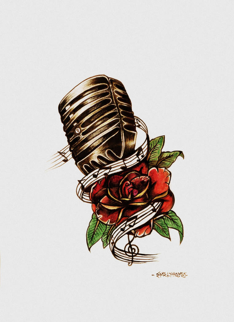 Rose and Microphone Tattoo Design by Eholm3s on DeviantArt
