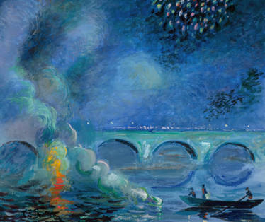 Fireworks Bridge at Vernon, France (circa 1908)