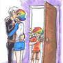 Rainbow Feather Parents Kissing by Kytri