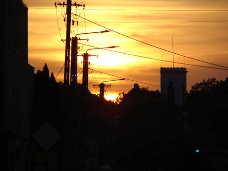 Sunset and the tower