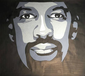 Denzel Washington on black kraft paper with POSCA