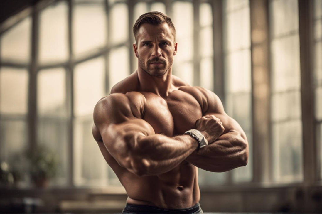 Buff Flezing Lean Muscle Man Flexing A Double Bicep Pose Wearin by matmonsterxxl on ...
