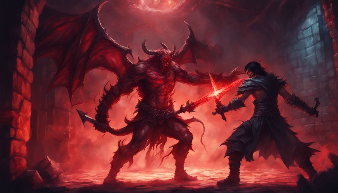 Demonic Combat A Demon And A Larger Male Human Are Fighting by matmonsterxxl on DeviantArt
