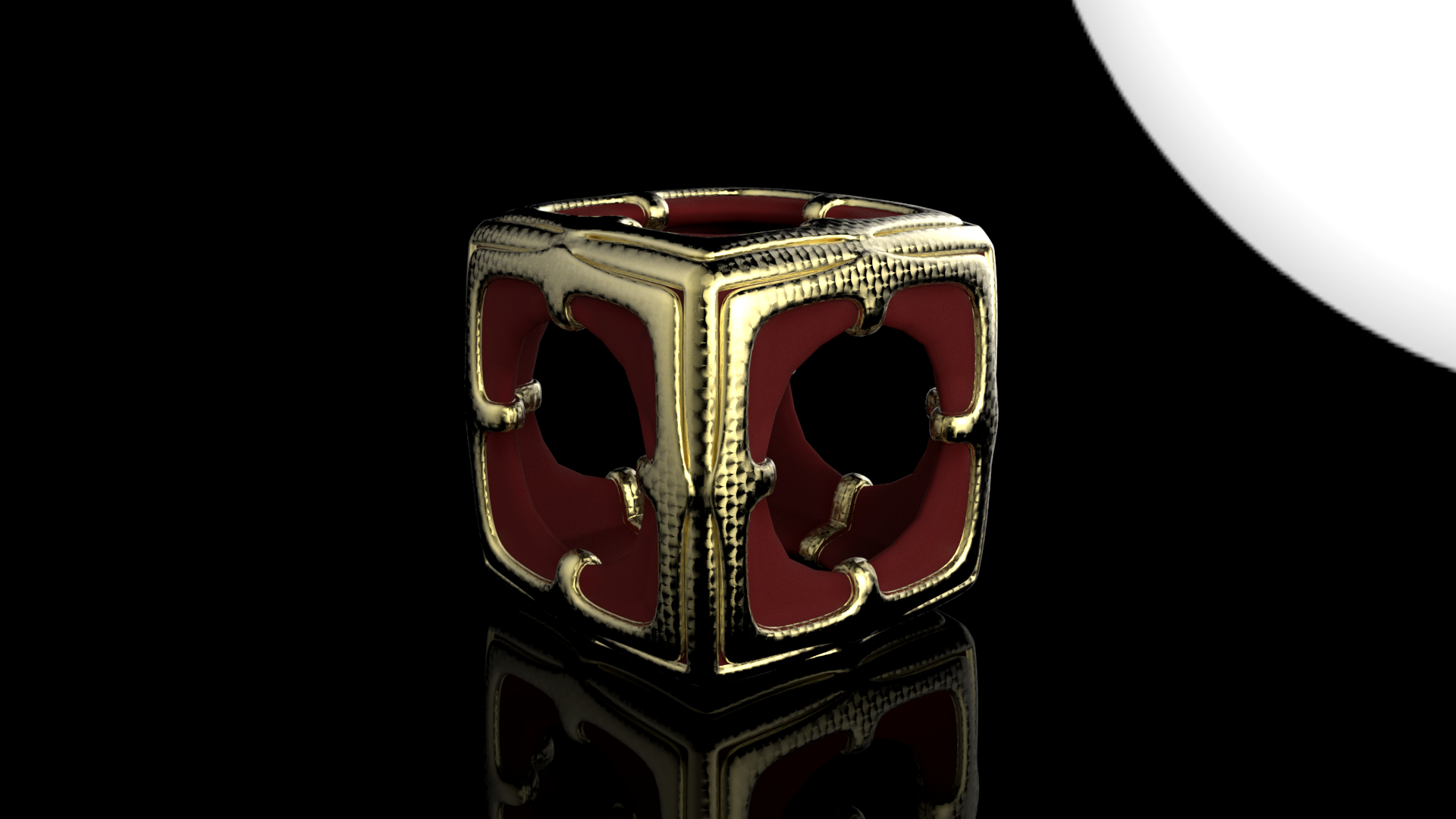 Simple Cube In Gold and Red