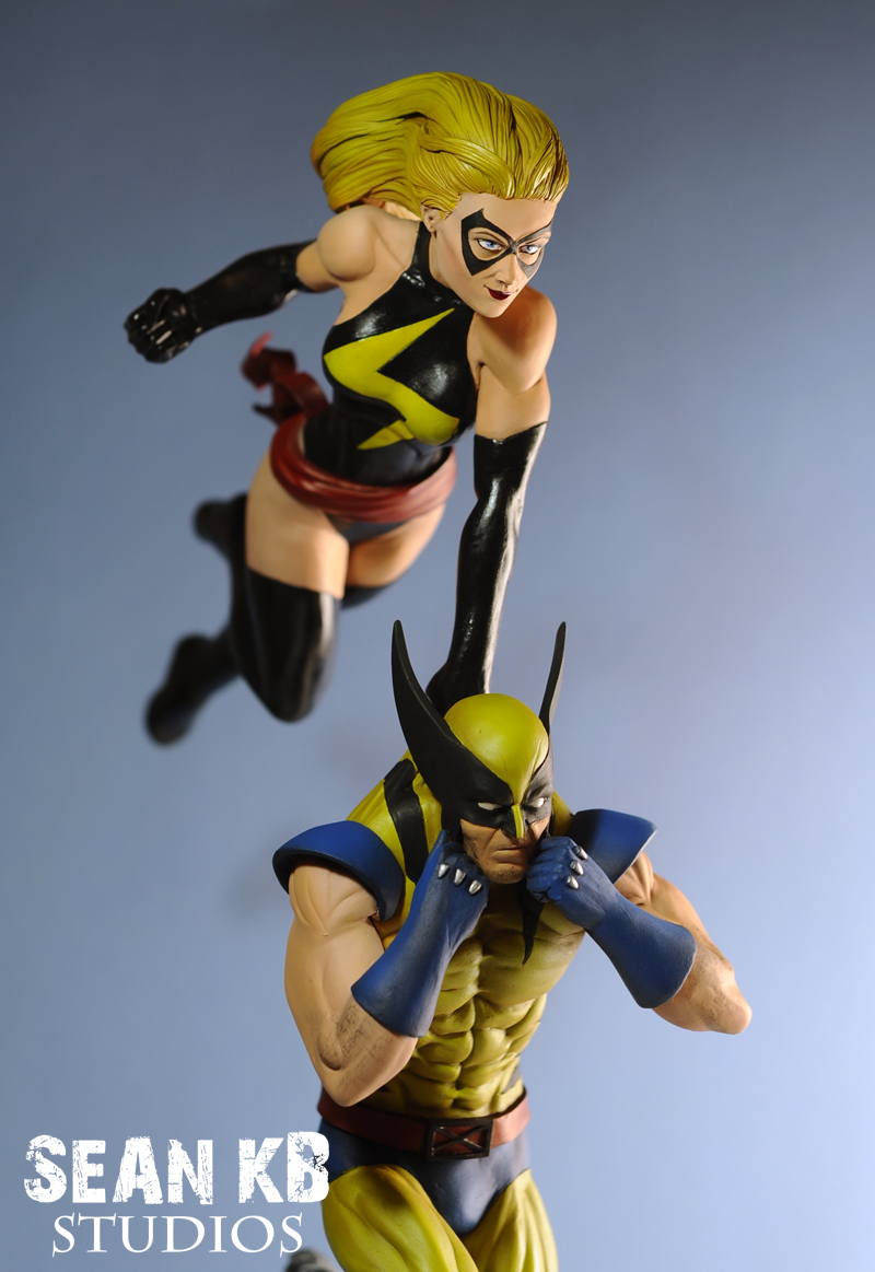 Wolverine and Ms. Marvel (close-up, painted)