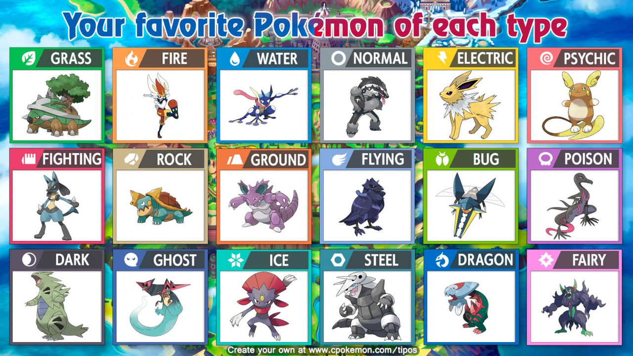Lester on X: With 890 Pokemon in existence as of Generation 8, I made a  new list of my favorite Pokemon of each type. 4 from Gen 1. 2 from Gen 3.