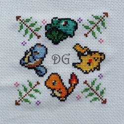 Pokemon emboidery for a biscornu (a little pillow)