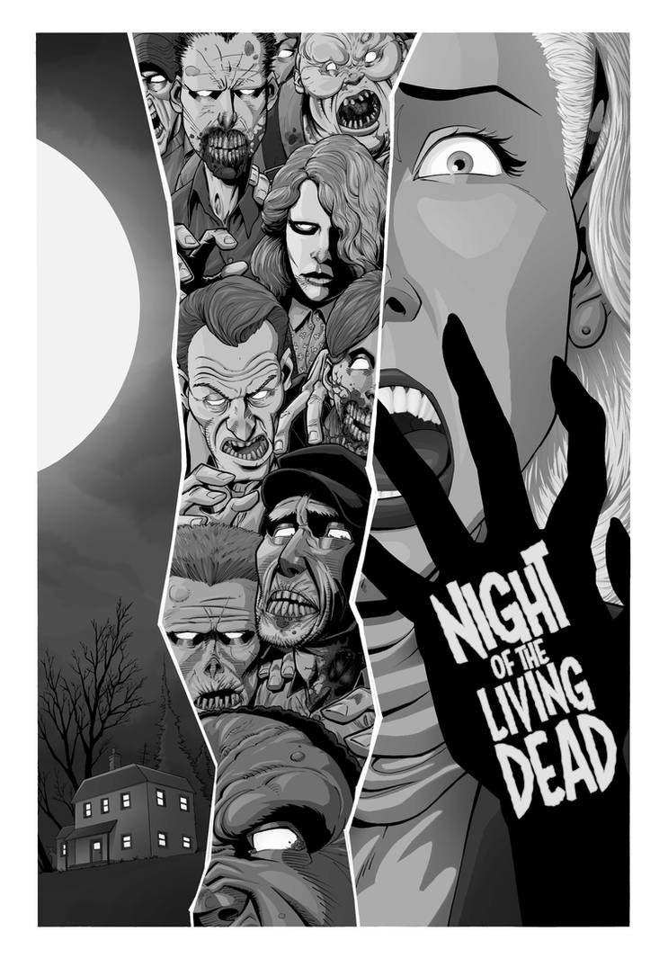 Black and White Night of the Living Dead poster