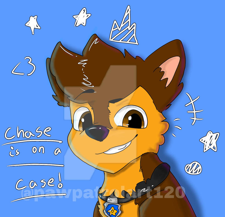 Digital fan art of Chase from PAW Patrol in a detailed, heroic pose, looking ready for adventure.