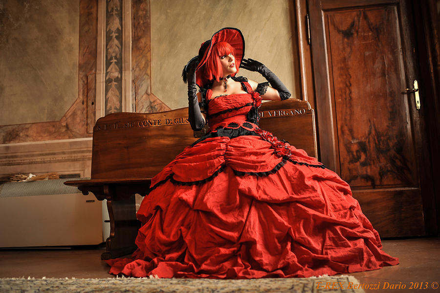 madam red dress Madame Red Double-Breasted Detailing Long Dress