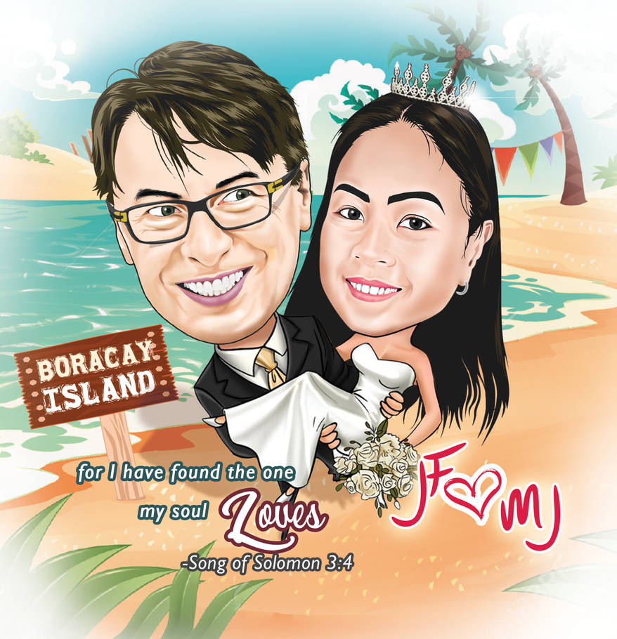 Beach Wedding Themed Caricature By Johndelplazo On Deviantart