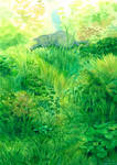 Cat in grass bush by efira-japan