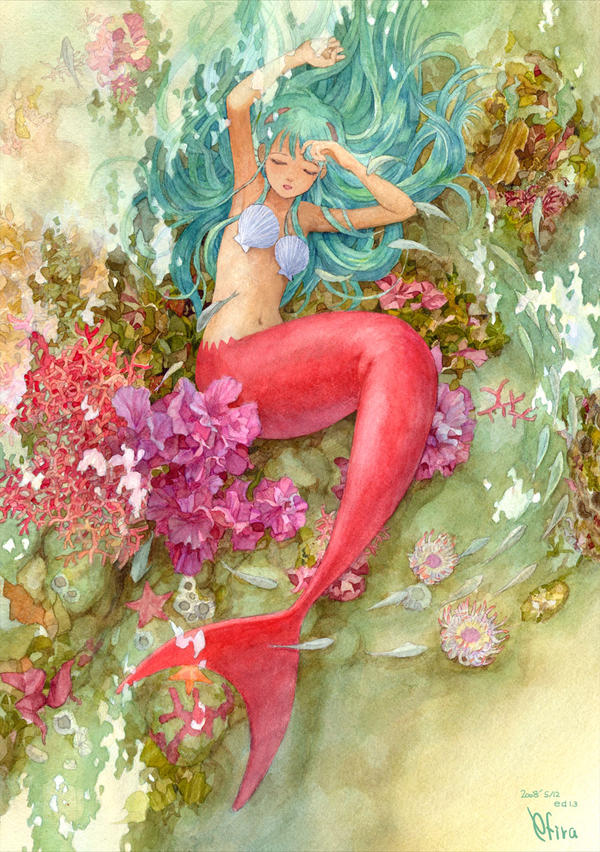 Mermaid is taking a nap by efira-japan