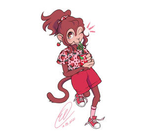 Bea in a Strawberry Outfit