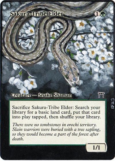 mtg cards like sakura tribe elder First Ever Stat-less Promo Revealed! Mint / near mint condition trading card Magic Card Alteration: Sakura-Tribe Elder
