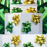 Christmas Decorations.Green and Yellow Bows