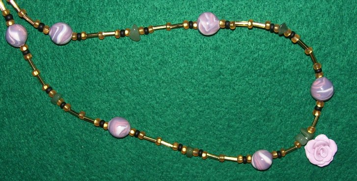 Clay bead and Rose necklace