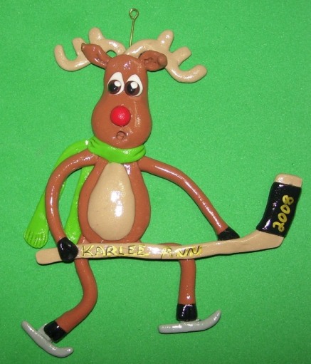 Reindeer hockey ornament