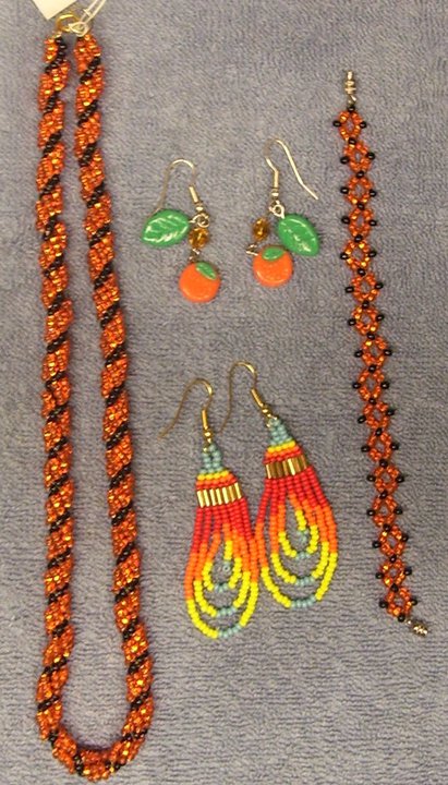 Orange beadwork