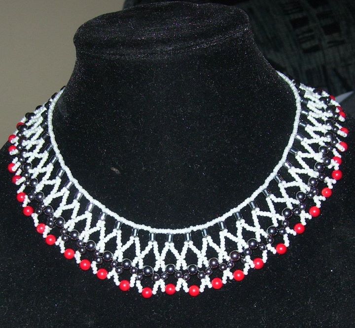 Red coral and hematite beaded necklace