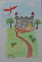 Castle and Dragon   Aug2021 - watercolor