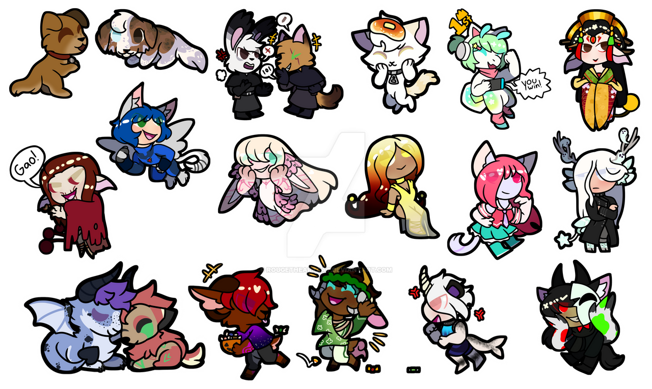 Chibi Mega Mega Chibi Commission Batch by RougetheArtCat on DeviantArt