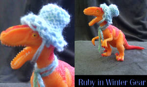 Ruby the Velociraptor Models her New Hat and Scarf