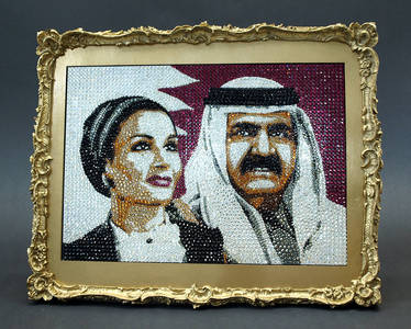 Sheikha Mozah and Sheikh Hamad Swarovski portrait