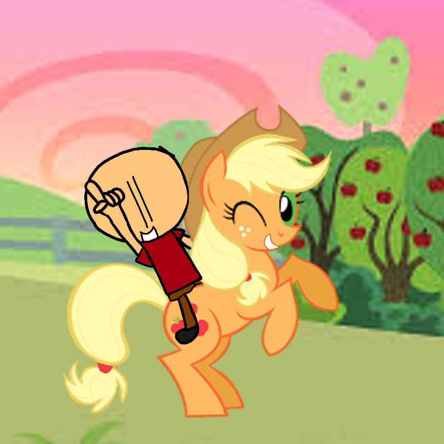 Applejack Rodeo Riding on Applejack by mari-draws394 on DeviantArt