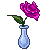 dk pink Rose in teardrop crystal vase dewless by TheFinalX