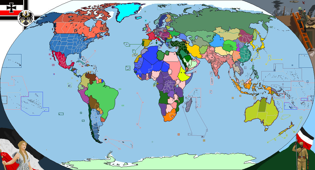 World Map 1925 The World of Kaiserreich in 1925 by Javionicus on DeviantArt