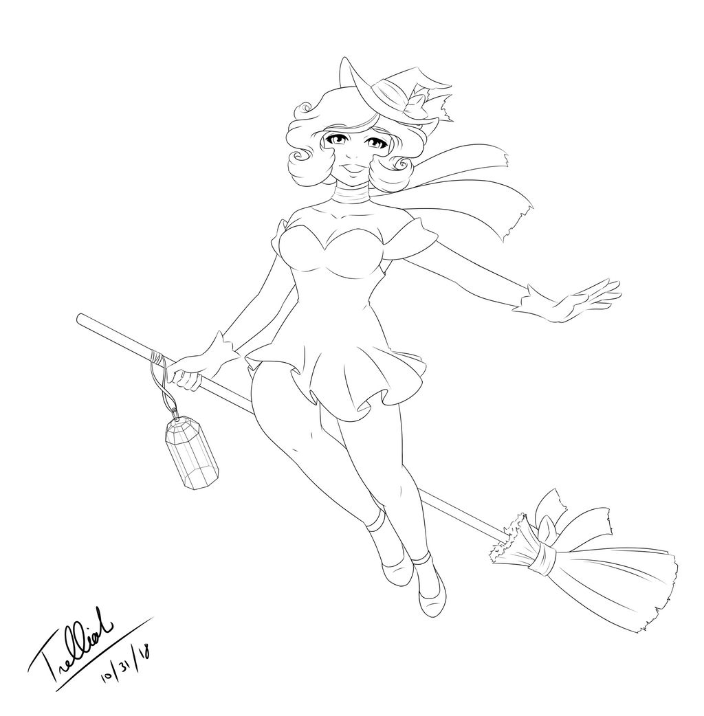 The Witch of Sweets (line art) by trelliah
