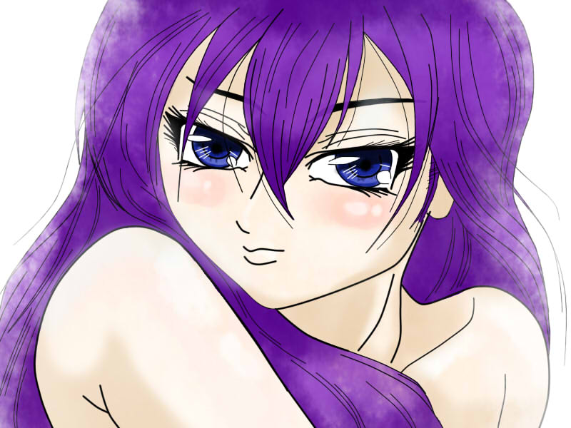 Anime girl with lilac hair