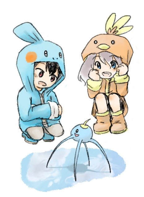 Ruby and Sapphire wearing Raincoat