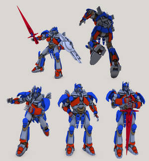 3D TF4 Optimus Prime rig test - updated model