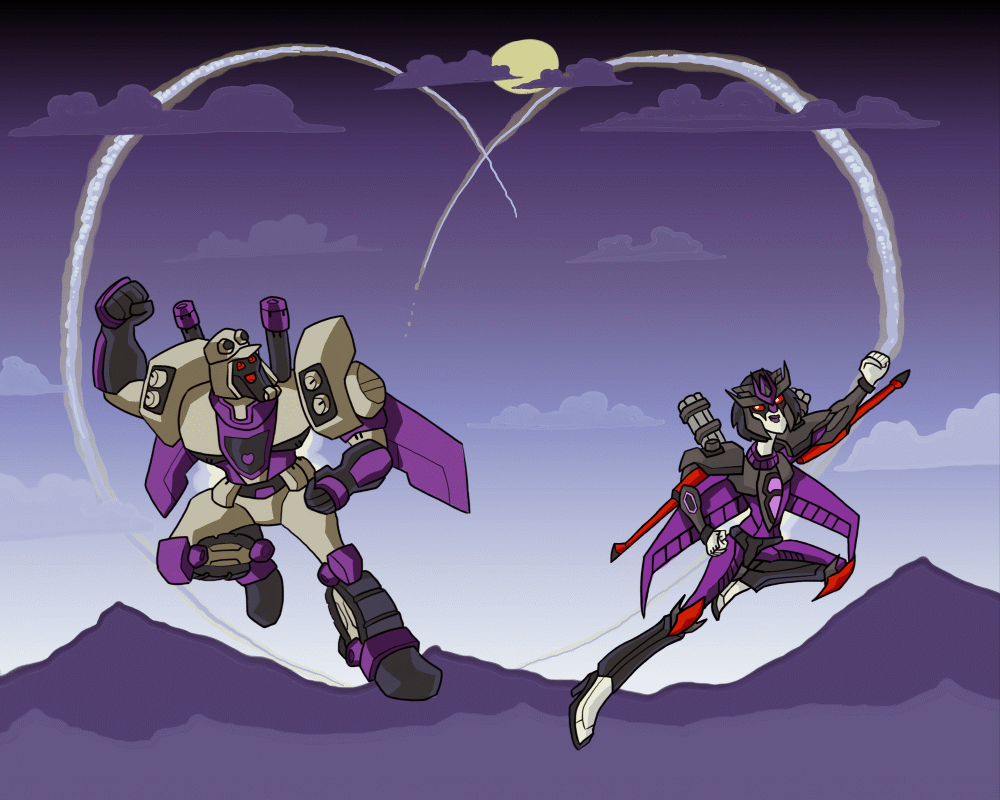 Blitzwing and Onix doing loop the loops