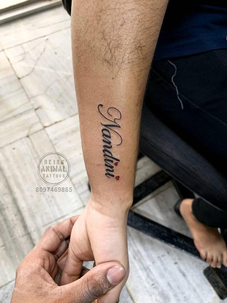 Nandini name tattoo with red hearts by Samarveera2008 on DeviantArt
