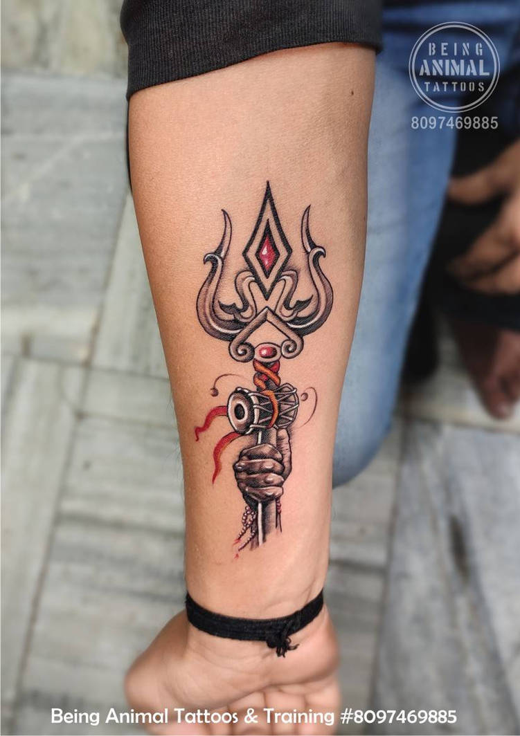 Trishul tattoo with Damaroo by Samarveera2008 on DeviantArt