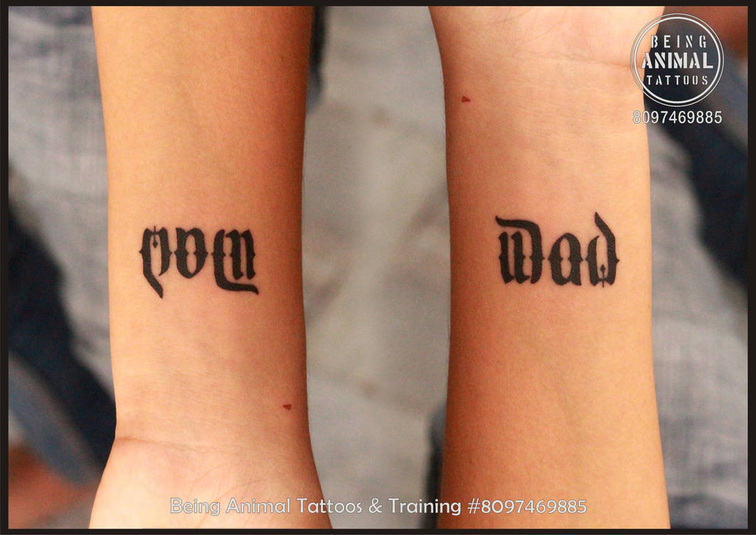 Mom Dad tattoo in flipscript style on hand for lad by Samarveera2008 on ...