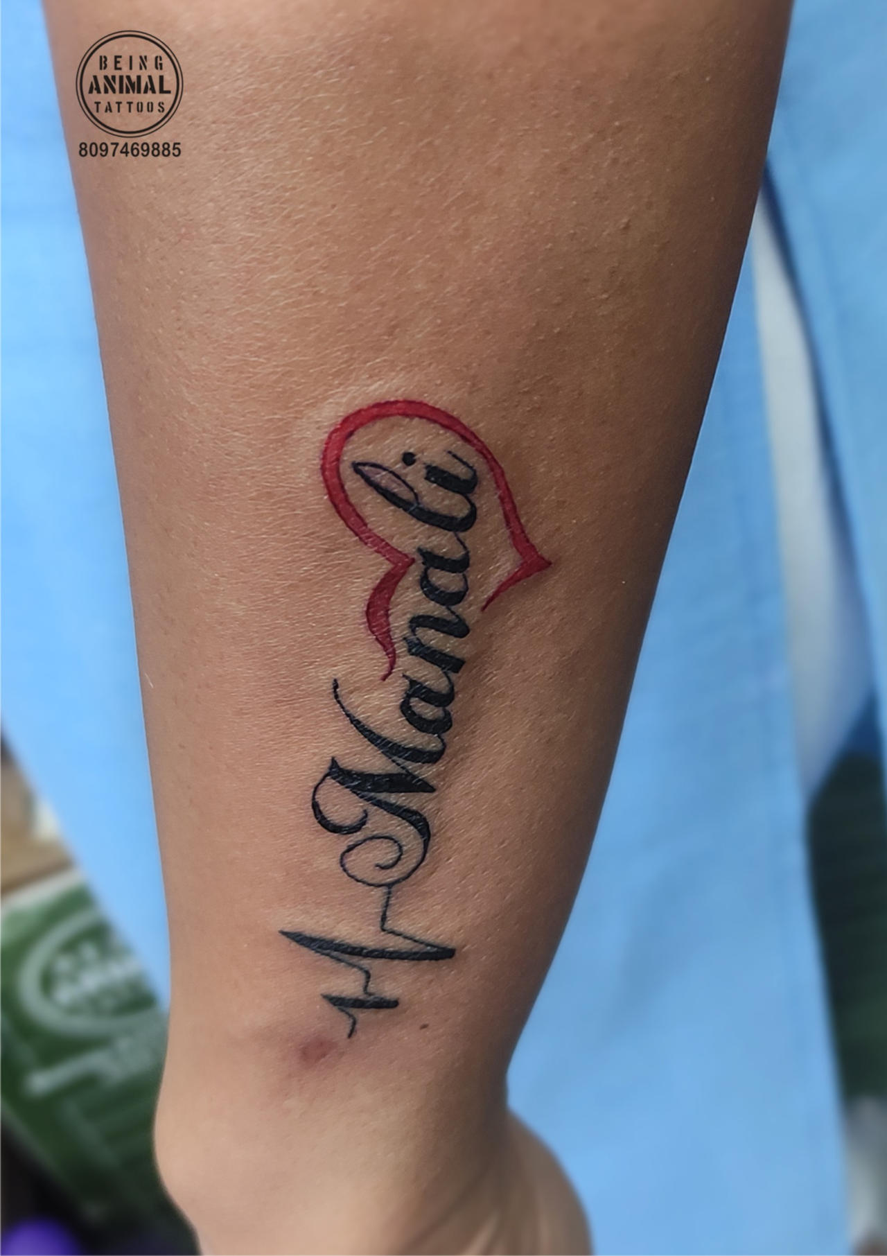 Heartbeat with Name Tattoo Idea
