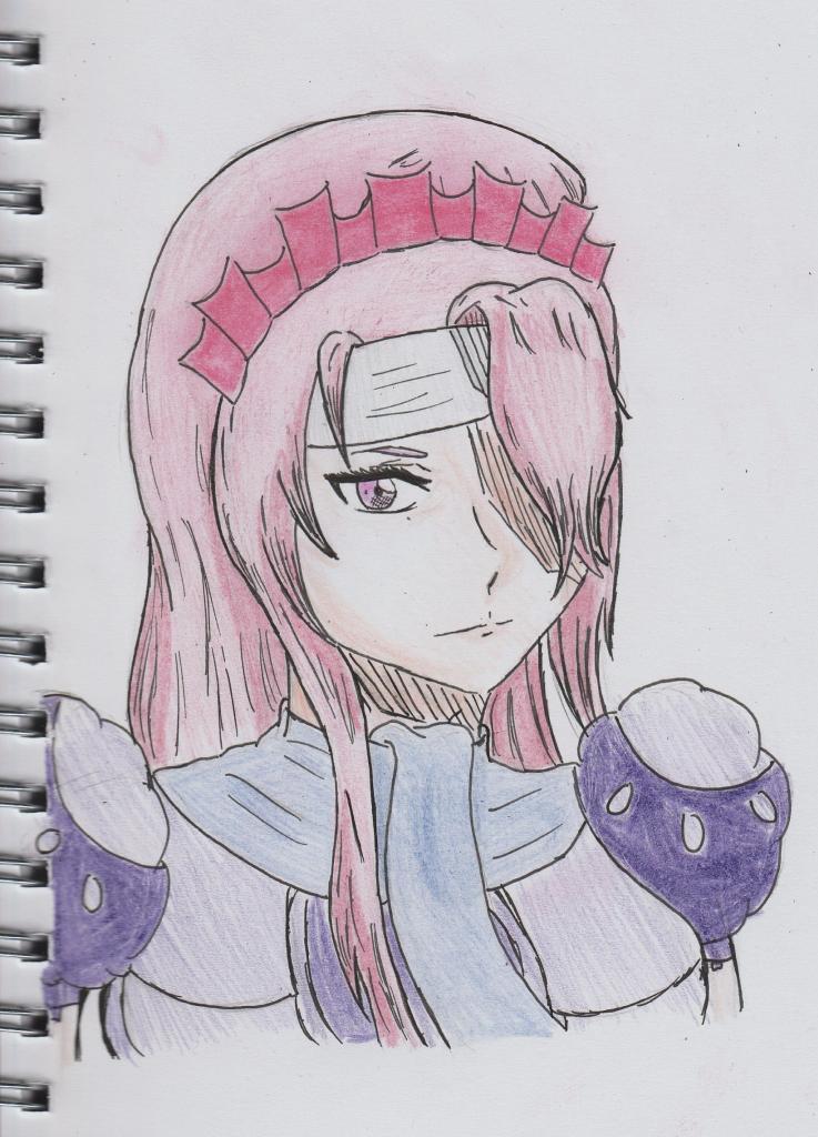 pink haired woman with scarf - rosa