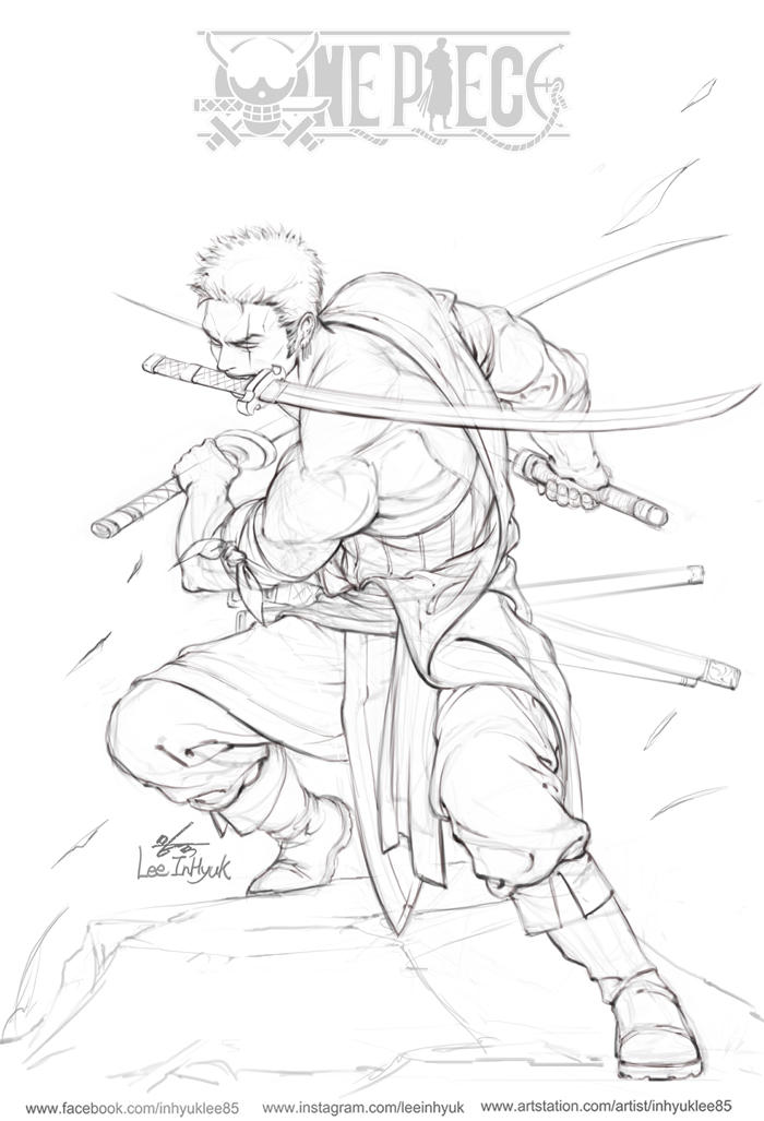 One Piece Roronoa Zoro Sketch By Inhyuklee On Deviantart